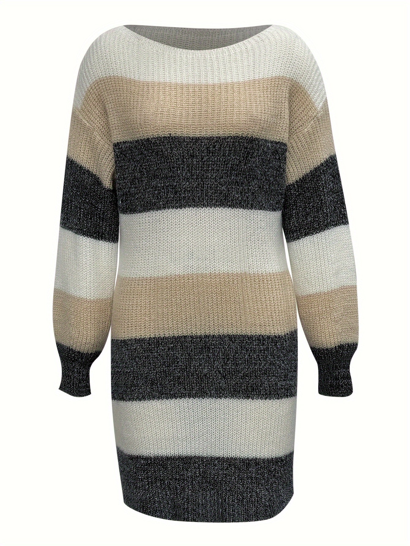 Knitted Dress with Fleece Effect